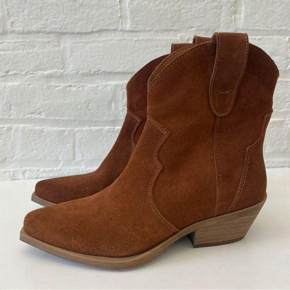 Steve Madden || Wizz Snip Toe Western Cowboy Boots Brown Suede 8.5