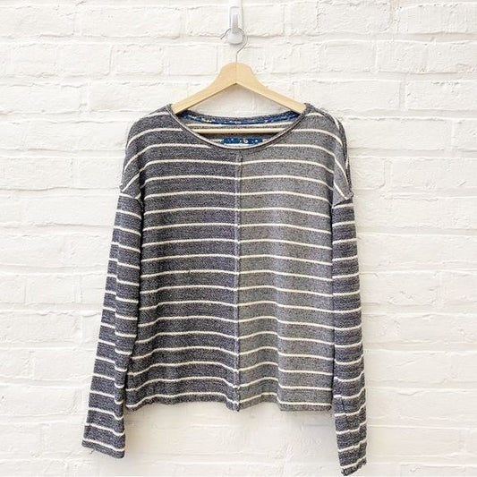 Anthropologie || Devin Textured Pullover Sweatshirt Blue Striped Medium