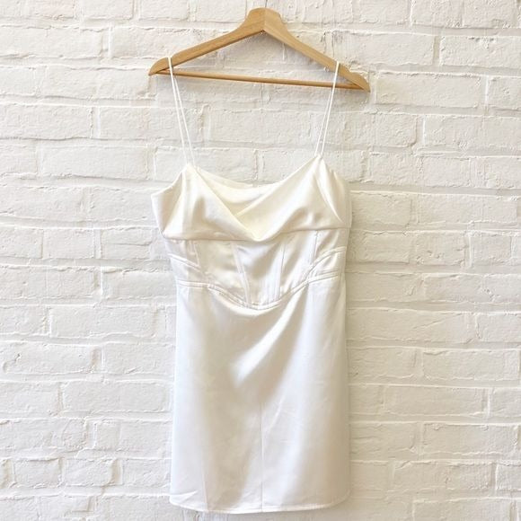 Zara || Satin Corset Mini Dress White Large