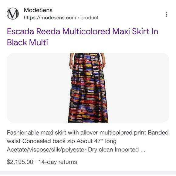 Escada || Reedy Silk Blend Maxi Skirt Runway Collection 34 US 4