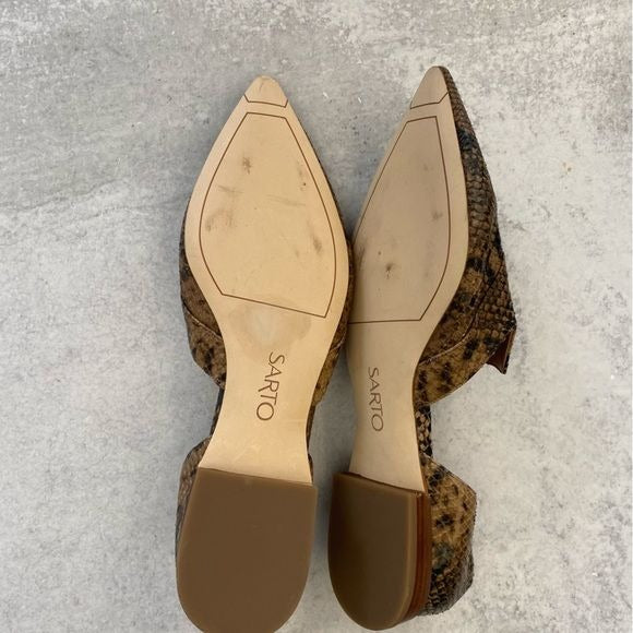 Franco Sarto || Toby D’Orsay Flat Snakeskin Brown 9