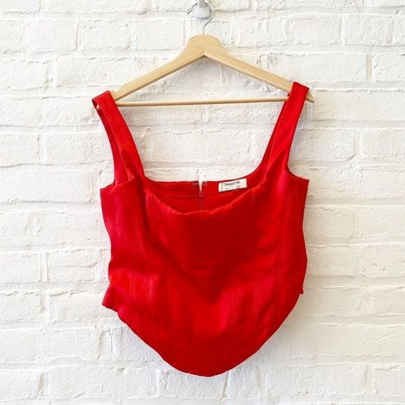 House of CB || Satin Rafa Longline Corset Top Scarlet Red L+ (XL)