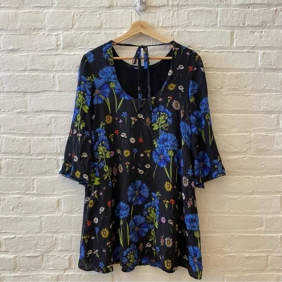 Anthropologie || Maeve Lucinda Dress Silk Floral Black XSP XS Petite