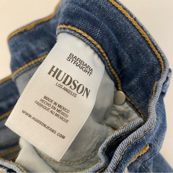 Hudson || Barbara High Waist Straight Jeans Omega Wash Blue 28