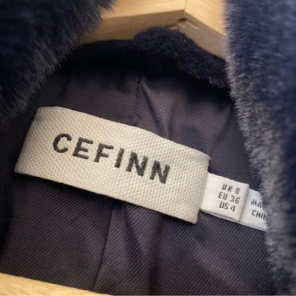 Cefinn || Carly Faux Fur Coat Long Navy Blue US 4