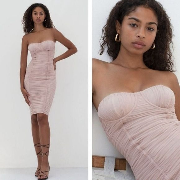 Aritzia || Babaton Luxor Dress Strapless Corset Dress Ruched Camille Pink 6 NWT