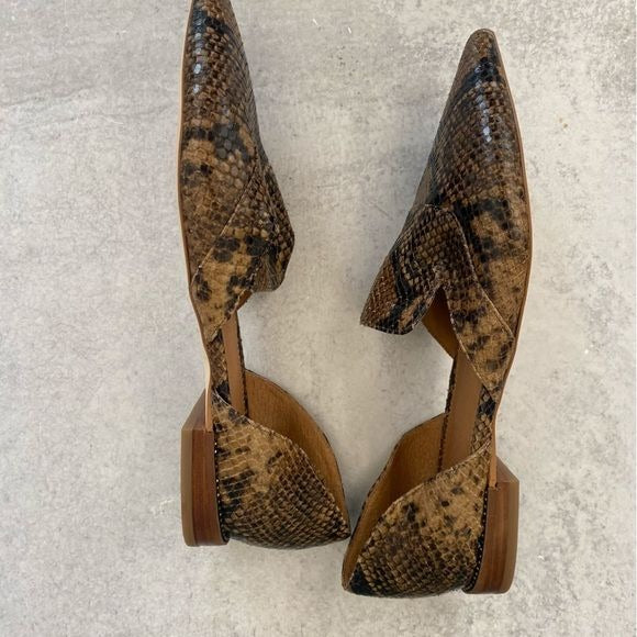 Franco Sarto || Toby D’Orsay Flat Snakeskin Brown 9