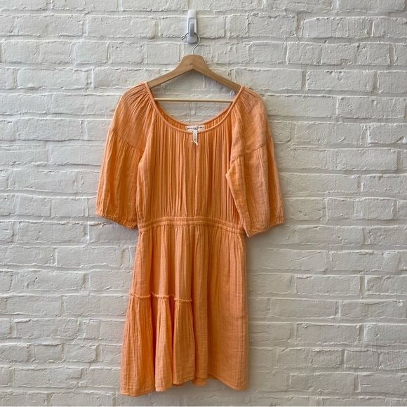 Apiece Apart || Camellia Mini Dress in Melon Orange Coral 2