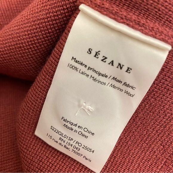 Sezane || Betty Cardigan in Rosewood Red Pink XL NWT