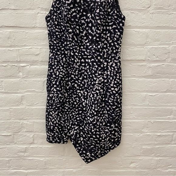 Keepsake || The Subtract Dress High Neck Asymmetrical Black Abstract Spots Small