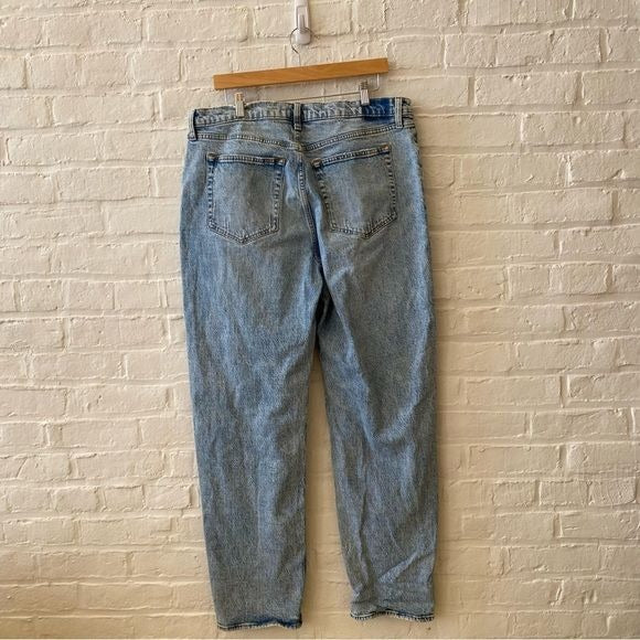 Abercrombie || High Rise Dad Jeans Straight Rigid Denim Blue 33 / 16 Long Tall