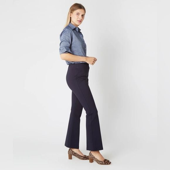 Ann Mashburn || Faye Flare Cropped Pant in Navy Ponte Knit Small