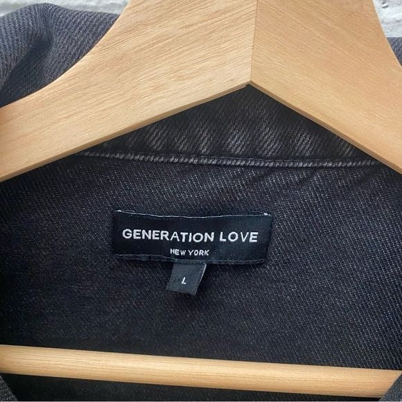 Generation Love || Gabby Denim Jacket Ruffle Fray in Washed Black