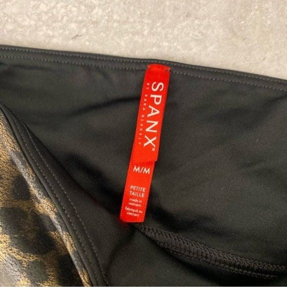 SPANX || Leopard Faux Leather Leggings Medium Petite