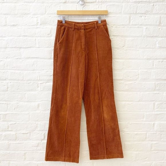 ASTR The Label || Wide Leg Corduroy Pants in Maple Orange Brown XS