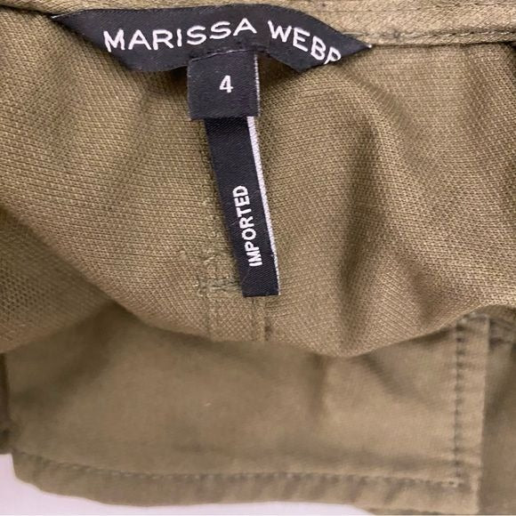 Marissa Webb || Dixon Twill Paperbag Shorts Belted Pleated Olive Army Green 4