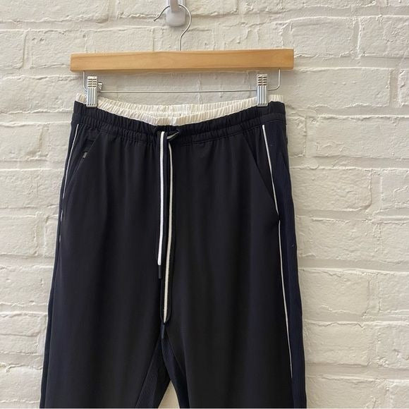 Athleta || Brooklyn Jogger Pants Black + White Piping