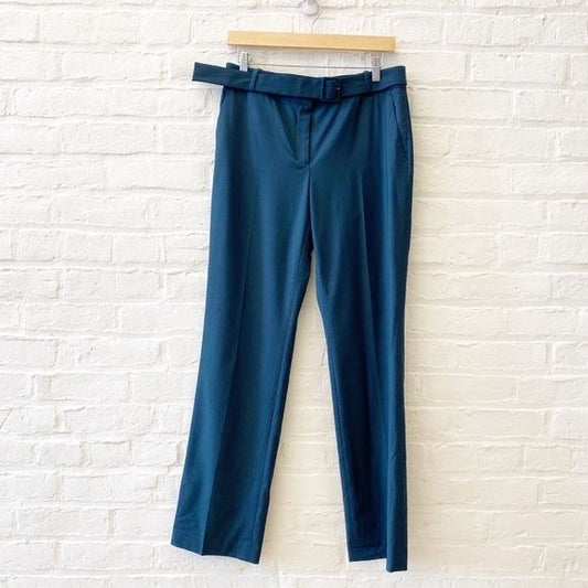 Theory || Heze Belted Trouser Pant Deep Teal Blue Green 4