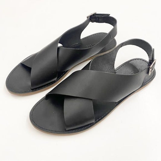 Madewell || Boardwalk Crossover Sandals Black Leather 11