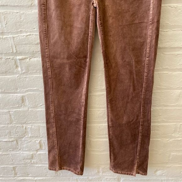 Paige || Cindy Straight Velvet Pants Jeans in Warm Suede Pink 25