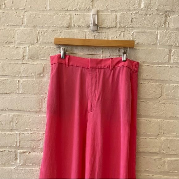 Zara || Wide Leg Trousers Pants Full Length High Rise Large Pink