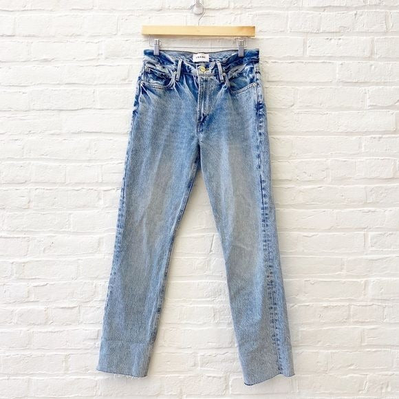 Frame || Le Piper Straight Leg Jeans Richlake Light Acid Wash Blue 26