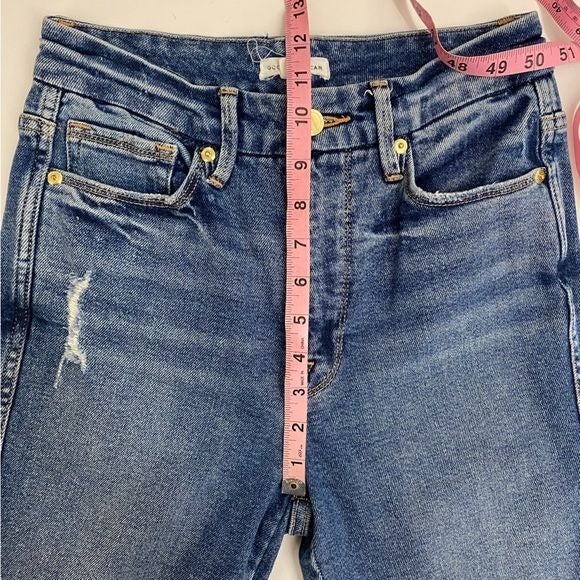 Good American || Good Curve Straight High Waist Denim Jeans Distressed 28 6