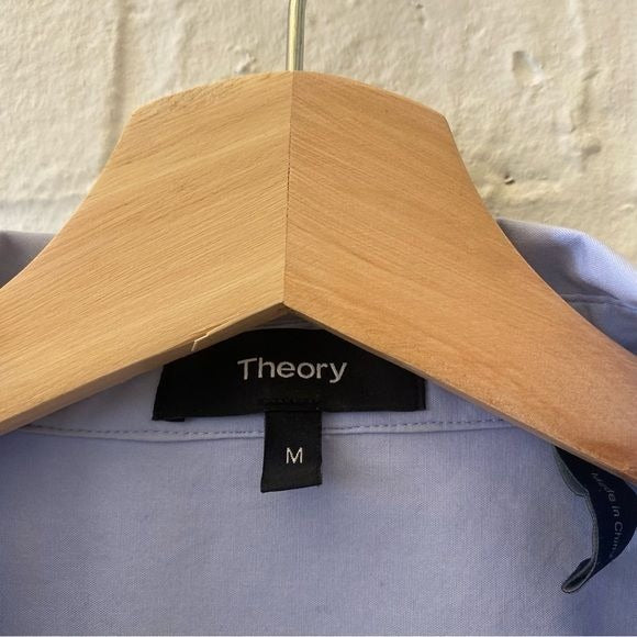 Theory || Callaway Wide Placket Popover Boxy Shirt Nlouse in Larkspur Blue M