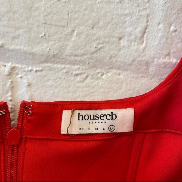 House of CB || Satin Rafa Longline Corset Top Scarlet Red L+ (XL)