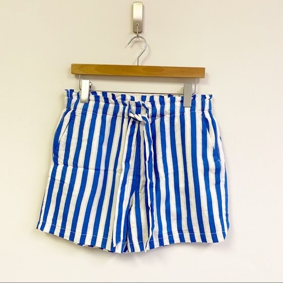 J. Crew || Pull-on Linen Blend Paper Bag Shorts Blue Belt Small NWT