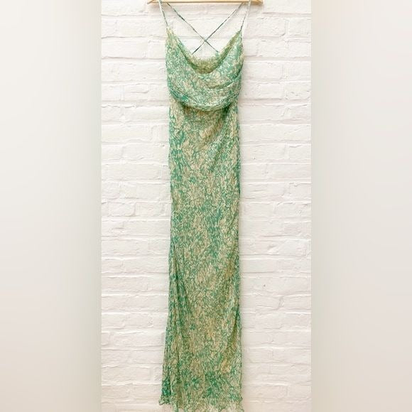 Shona Joy || Belvedere Lace Back Bias Maxi Dress Green US 8