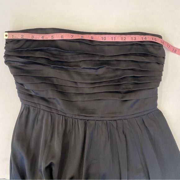 Abercrombie || Emerson Ruched Strapless Midi Dress Satin Black Large NWT