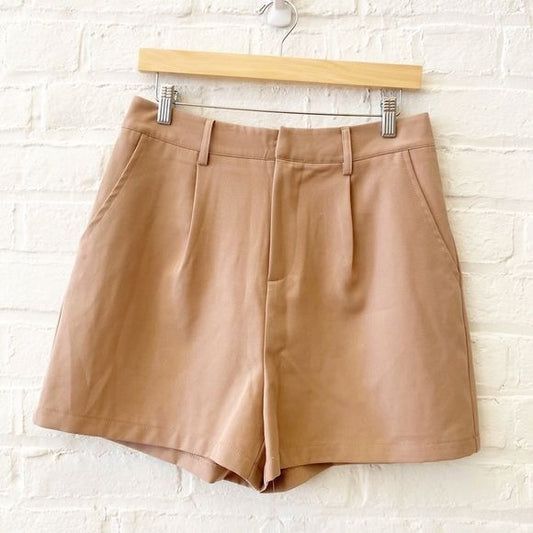 7 For All Mankind || High Waist Pleated Trouser Shorts Pink Tan 8