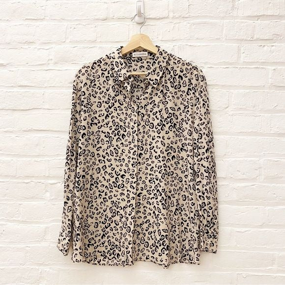 Altuzarra || Chika Long-Sleeve Button-Front Leopard-Print Silk Shirt 42 US 10