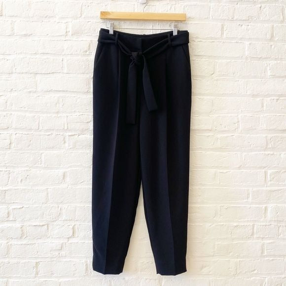 Theory || Sash Tie Pant in Crepe Trouser Ankle Black 4