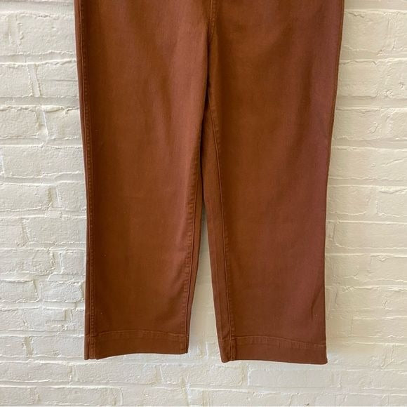 Quince || Cotton Twill Wide-Leg Crop Pants Rust Red Brown 29