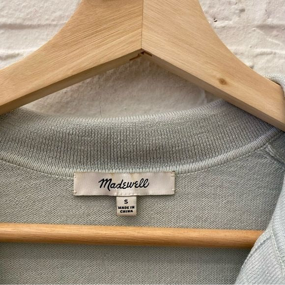 Madewell || Polo Sweater Collared V Neck Merino Wool Mint Seafoam Green Small