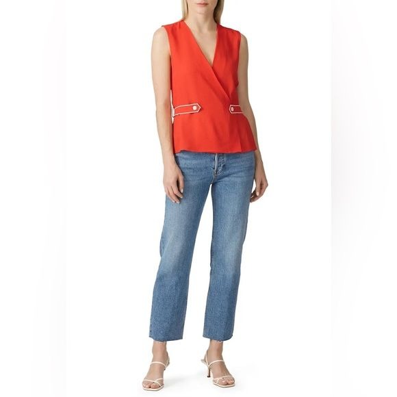 Rag & Bone || Tabitha Sleeveless Tab Top Blouse Red XS