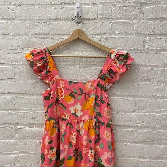 CROSBY by Mollie Burch || Byrdie Dress Paros Lemons Smocked Floral Maxi M NWT