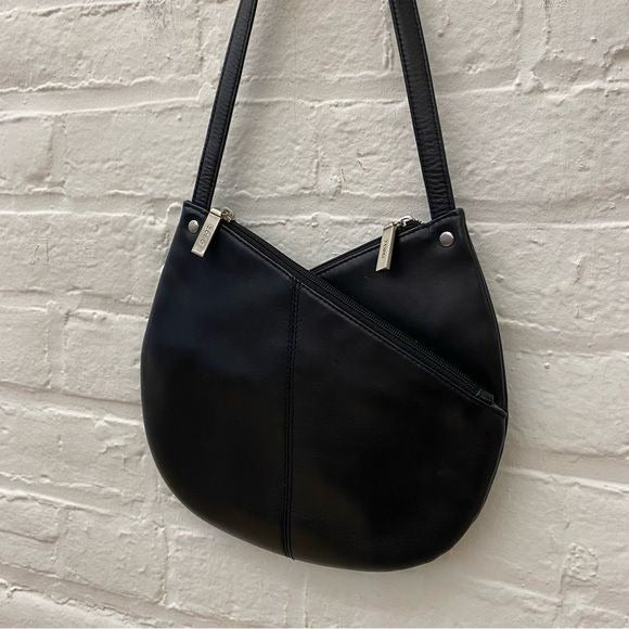 HOBO International || Split Half Moon Satchel Shoulder Bag Leather Black