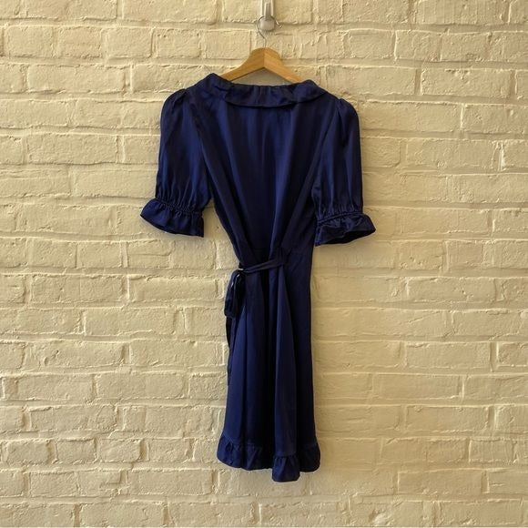 Hill House || Nima Silk Wrap Mini Dress Navy XS