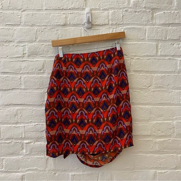 Anthropologie || Dolan Ruched Ruffle Mini Skirt Red Purple Medium