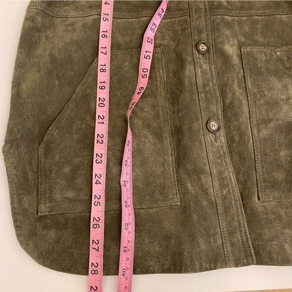 Anthropologie || Moss Suede Shirt Jacket Olive Green Gray Small