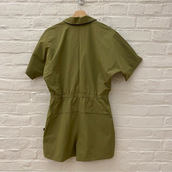 Lululemon || Lab Zip-Front Collared Romper Shorts Bronze Green 8 NWT