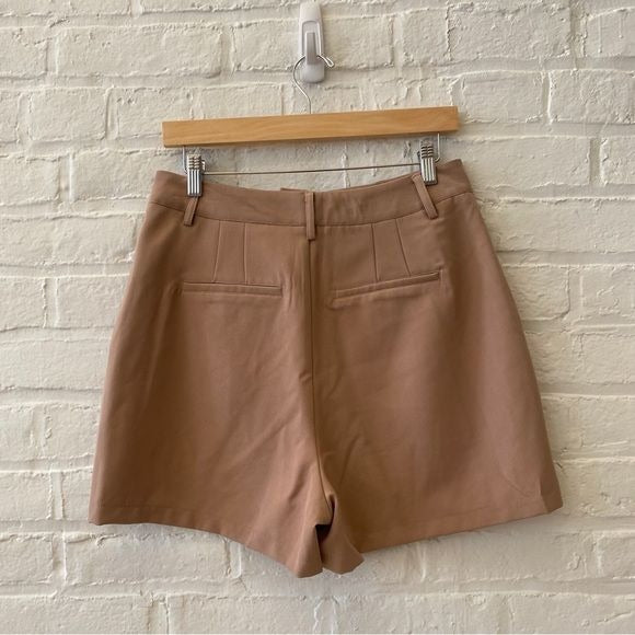 7 For All Mankind || High Waist Pleated Trouser Shorts Pink Tan 8