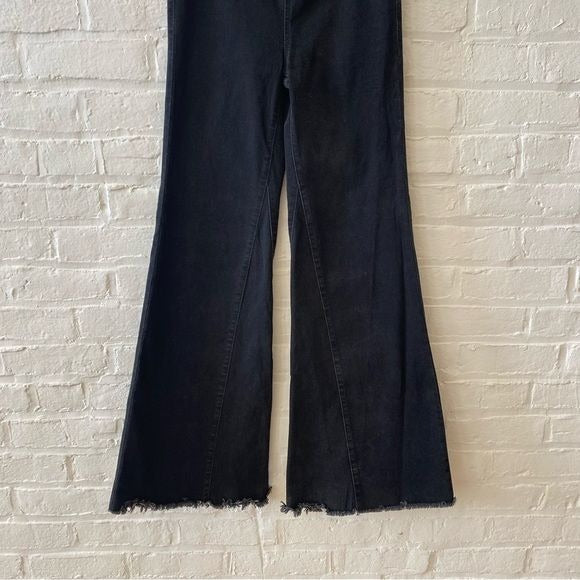 Free People || Pull On Flares Raw Hem Washed Black 26