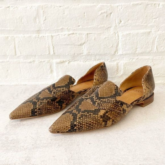 Franco Sarto || Toby D’Orsay Flat Snakeskin Brown 9