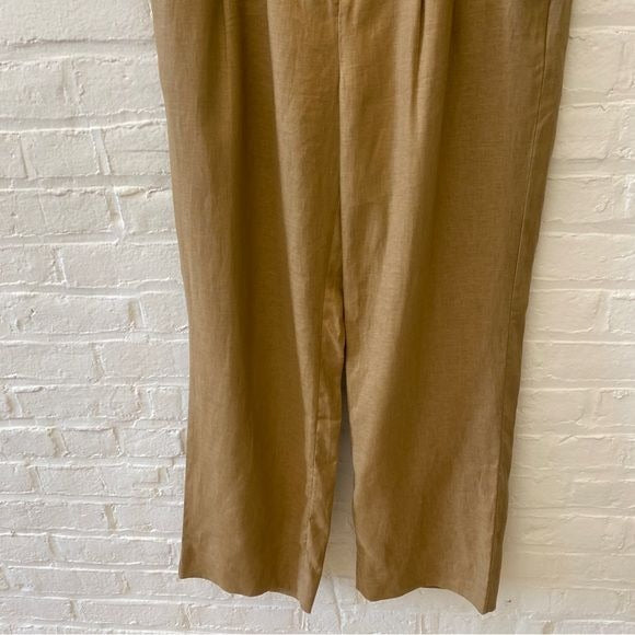 Banana Republic || High Rise Wide Leg Linen Pants Iced Latte Beige Brown 10 NWT