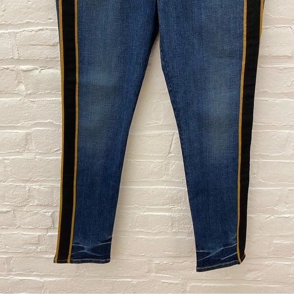 Veronica Beard || Debbie Tuxedo Stripe Jeans in Blue Tidal 29