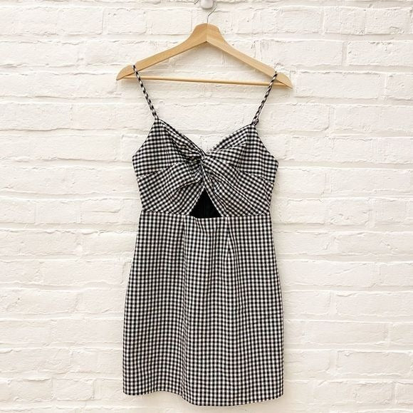 Superdown || Belle Knot Mini Dress Black Gingham Small REVOLVE